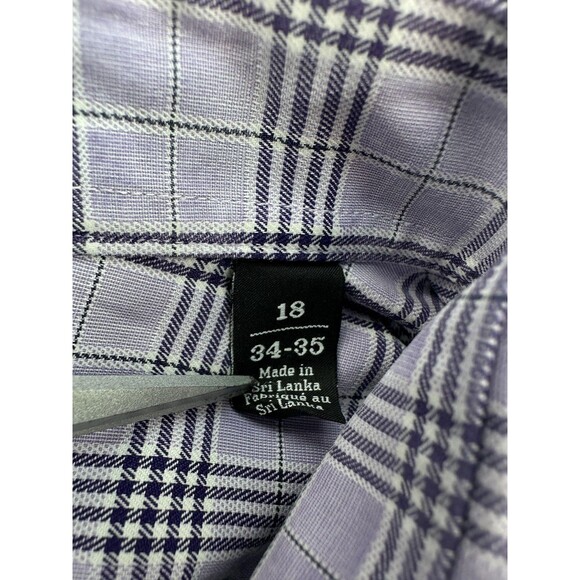 Nordstrom Men's Shop Shirt Mens 18 34-35 Purple Plaid Smartcare Non-Iron Dress - Picture 5 of 13